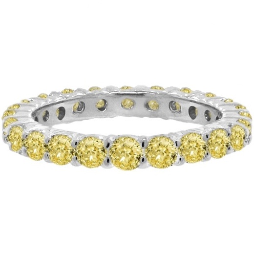 Fancy Yellow Canary Diamond Eternity Ring Band 14k White Gold (1.07 ctw)