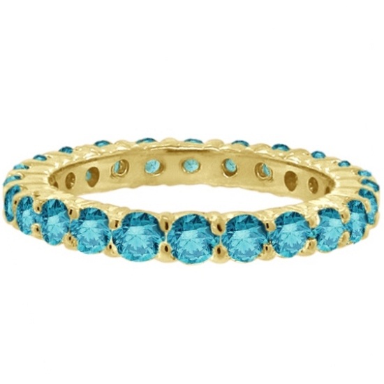 Fancy Lab Blue Lab Grown Diamond Eternity Ring Band 14k Yellow Gold (1.07ct)