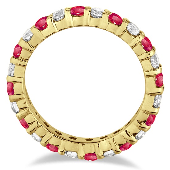 Ruby & Diamond Eternity Ring Band 14k Yellow Gold (1.07ct)