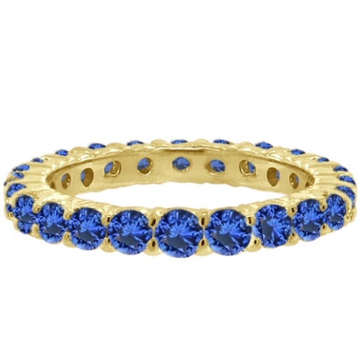 Blue Sapphire Eternity Ring Anniversary Band 14k Yellow Gold (1.07ct)