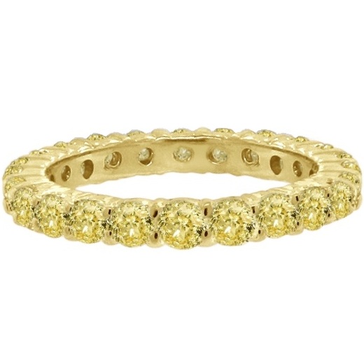 Lab Grown Yellow Diamond Eternity Ring Anniversary Band 14k Gold (1.07ct)