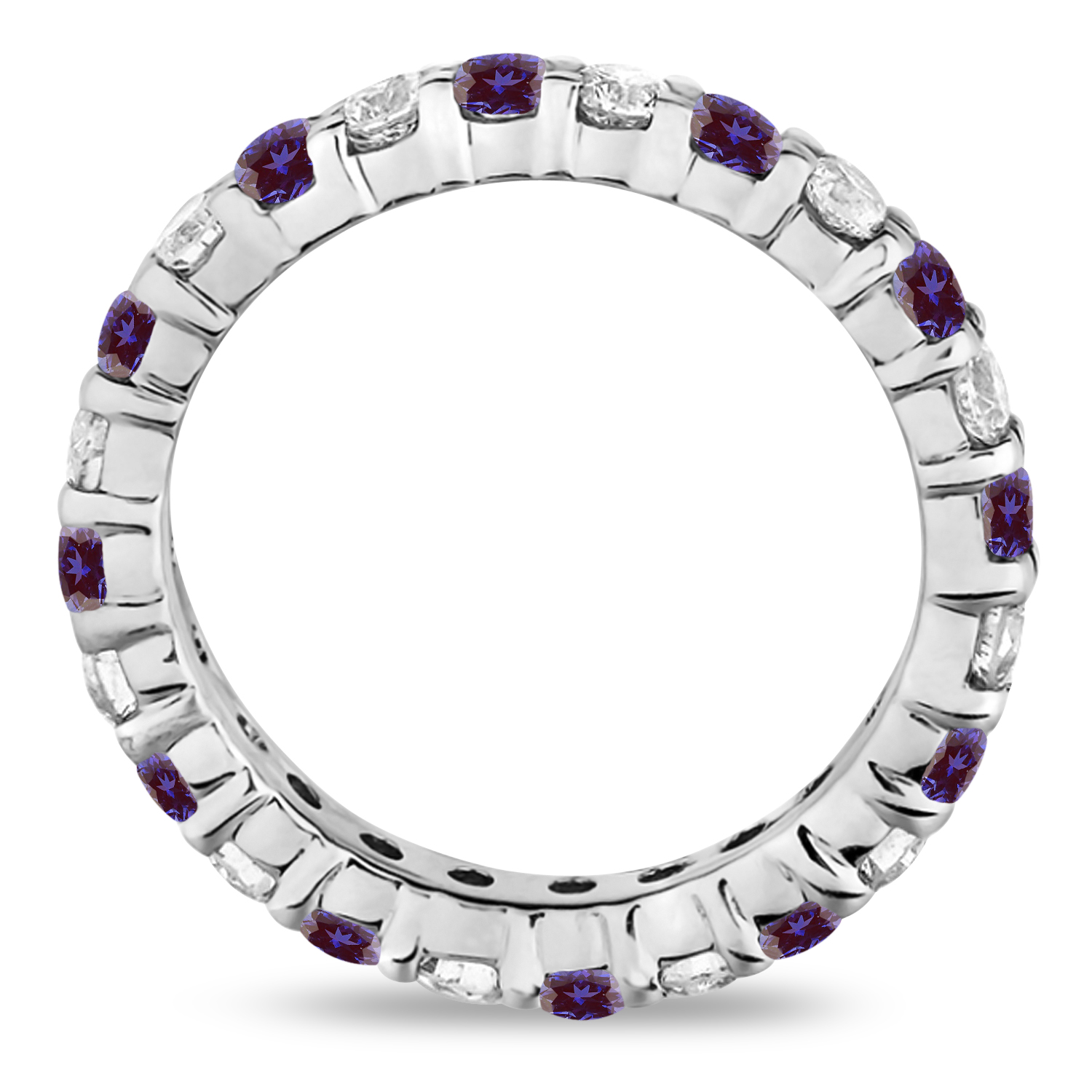 Eternity Diamond & Lab Alexandrite Ring Band 14k White Gold (2.40ct)