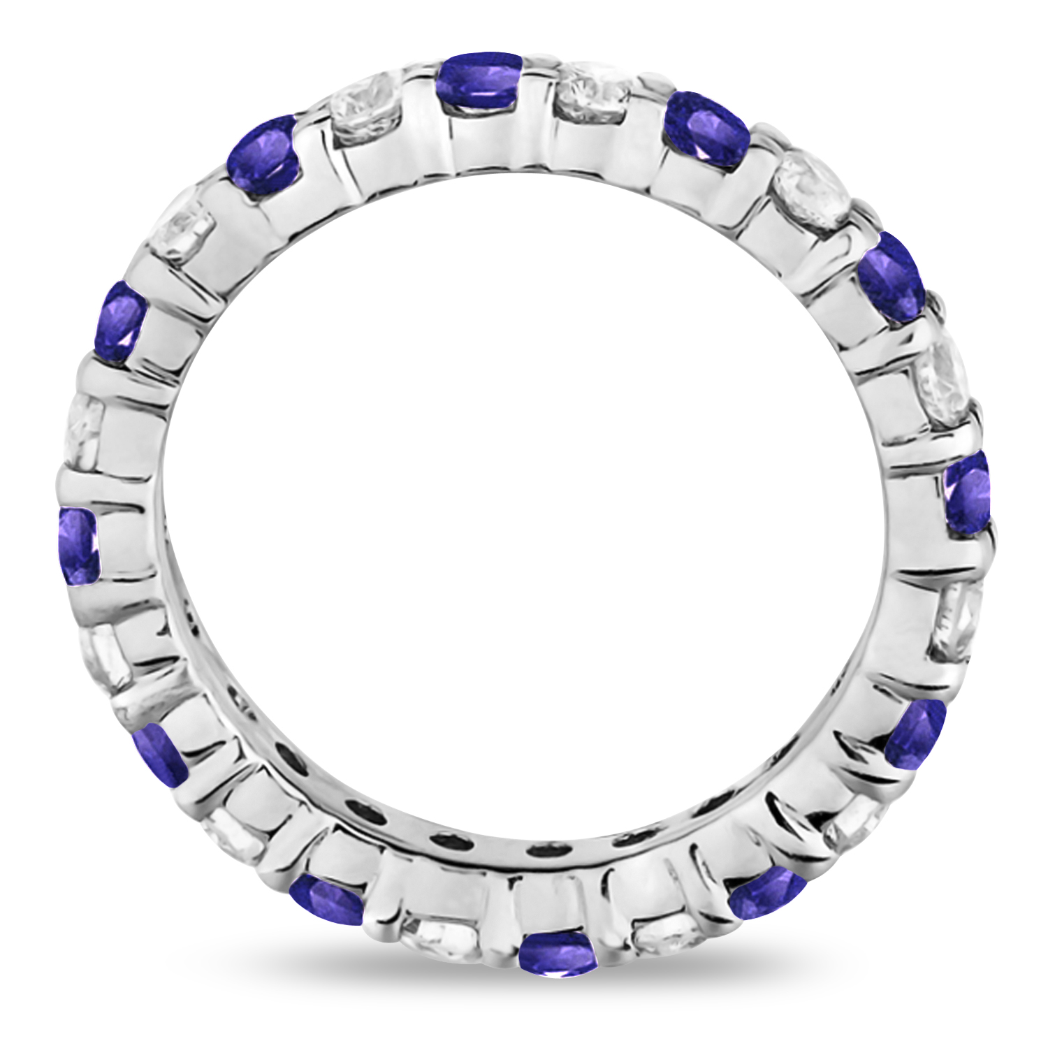 Eternity Lab Grown Diamond & Tanzanite Ring Band 14k White Gold (2.40ct)