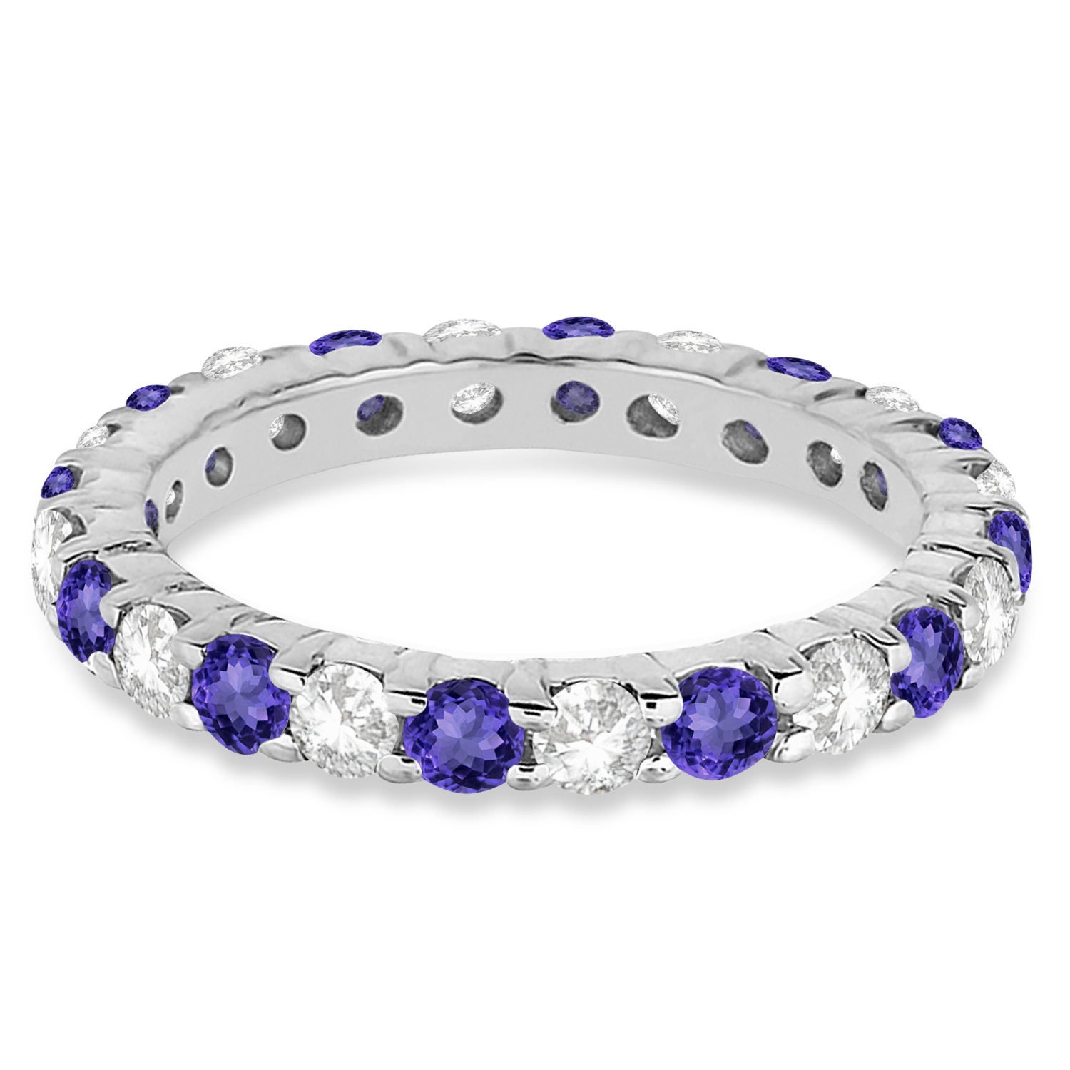 Eternity Lab Grown Diamond & Tanzanite Ring Band 14k White Gold (2.40ct)