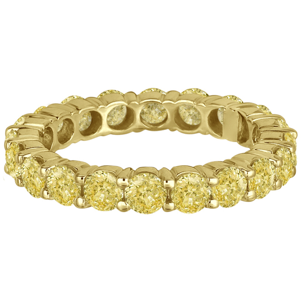 Fancy Canary Yellow Diamond Eternity Ring Band 18k Yellow Gold (3.00ct)