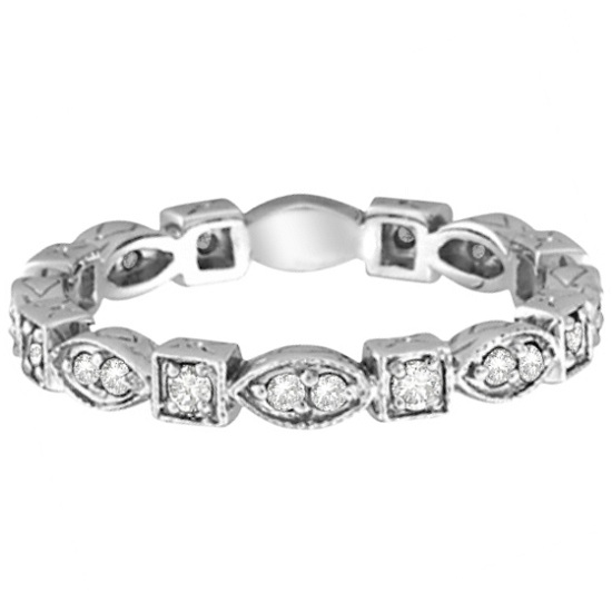 Antique Style Diamond Eternity Ring Band in 14k White Gold (0.36ct)