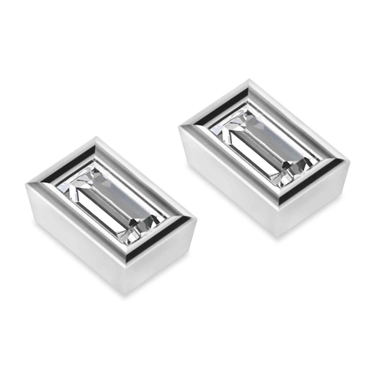 1.50ct Baguette-Cut Moissanite Stud Earrings 14kt White Gold (F-G, VVS1)
