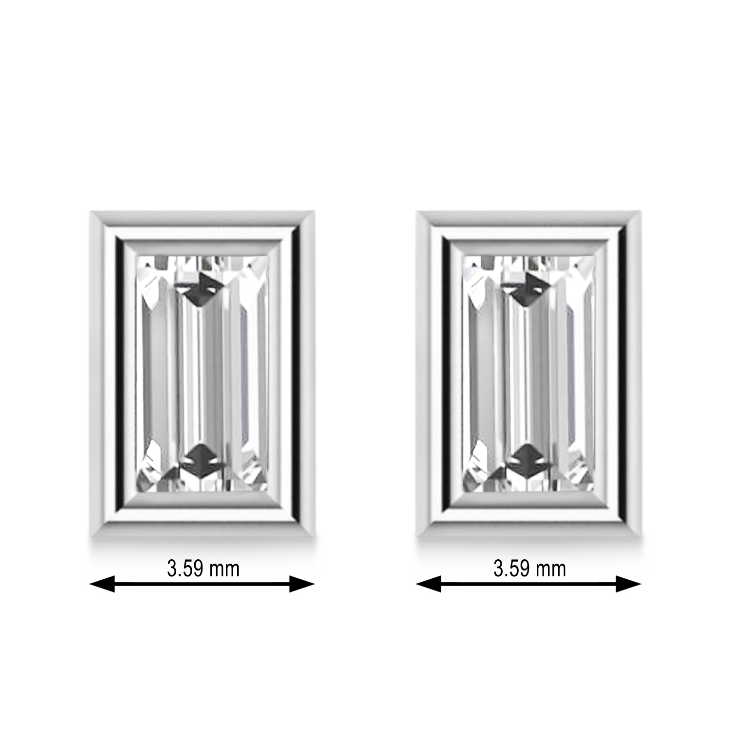 1.00ct Baguette-Cut Moissanite Stud Earrings Platinum (F-G, VVS1)