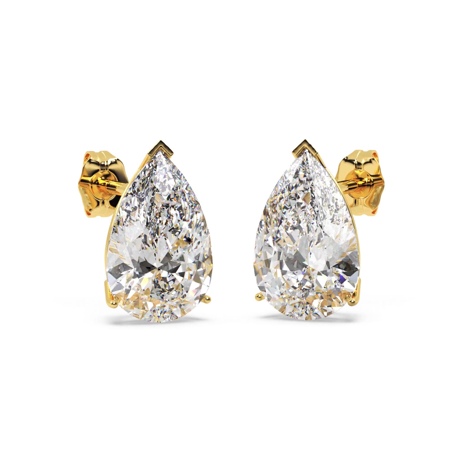 1.00ct Pear-Cut Moissanite Stud Earrings 14kt Yellow Gold (F-G, VVS1)