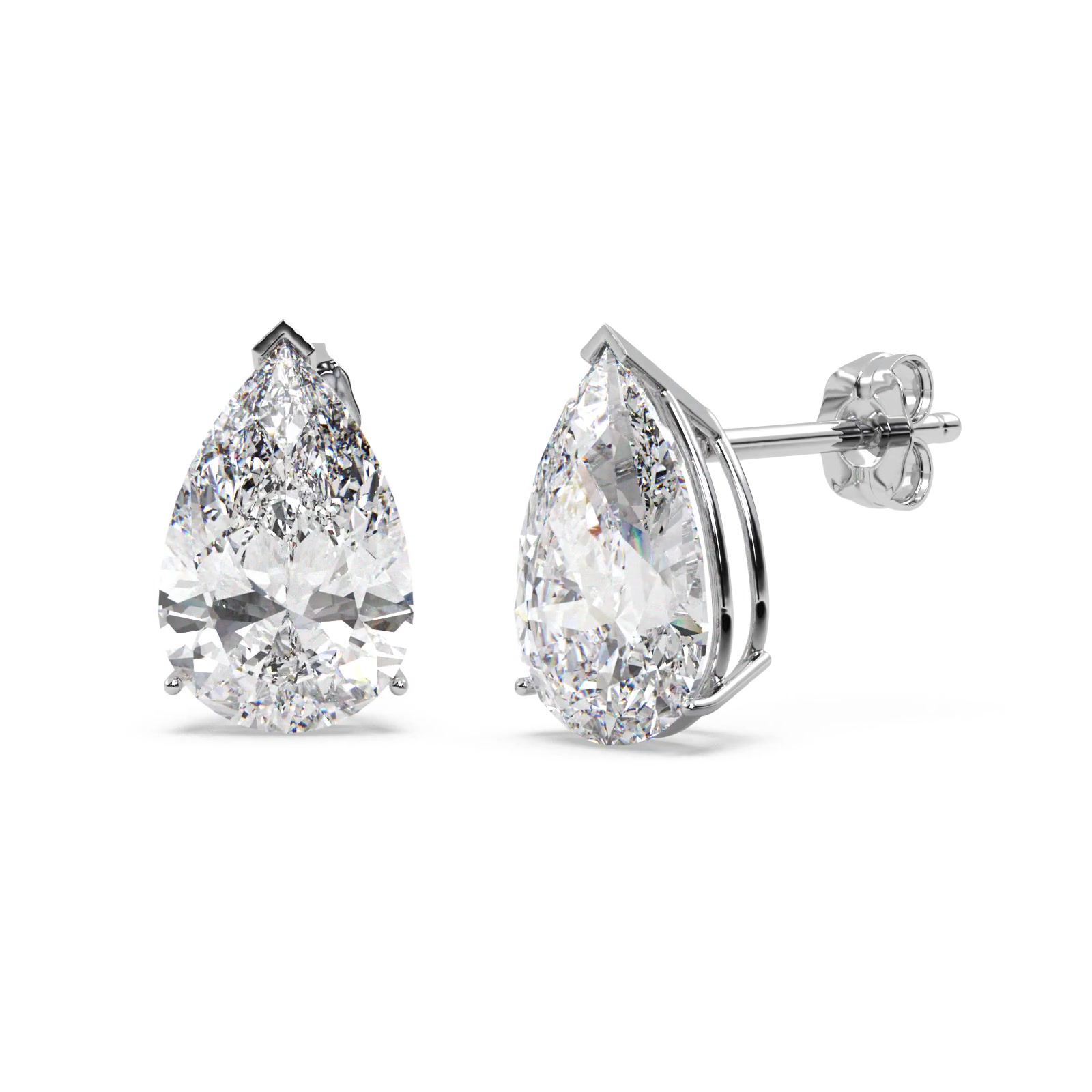 1.00ct Pear-Cut Moissanite Stud Earrings 18kt White Gold (F-G, VVS1)