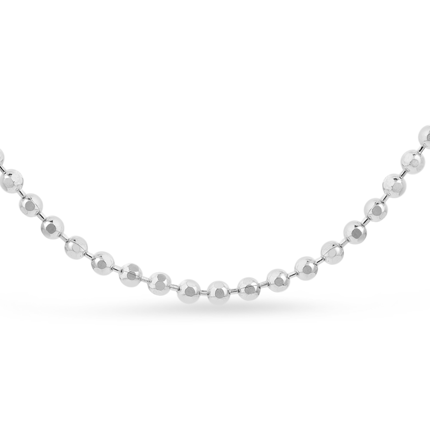 Small Beads Chain Necklace 14k White Gold