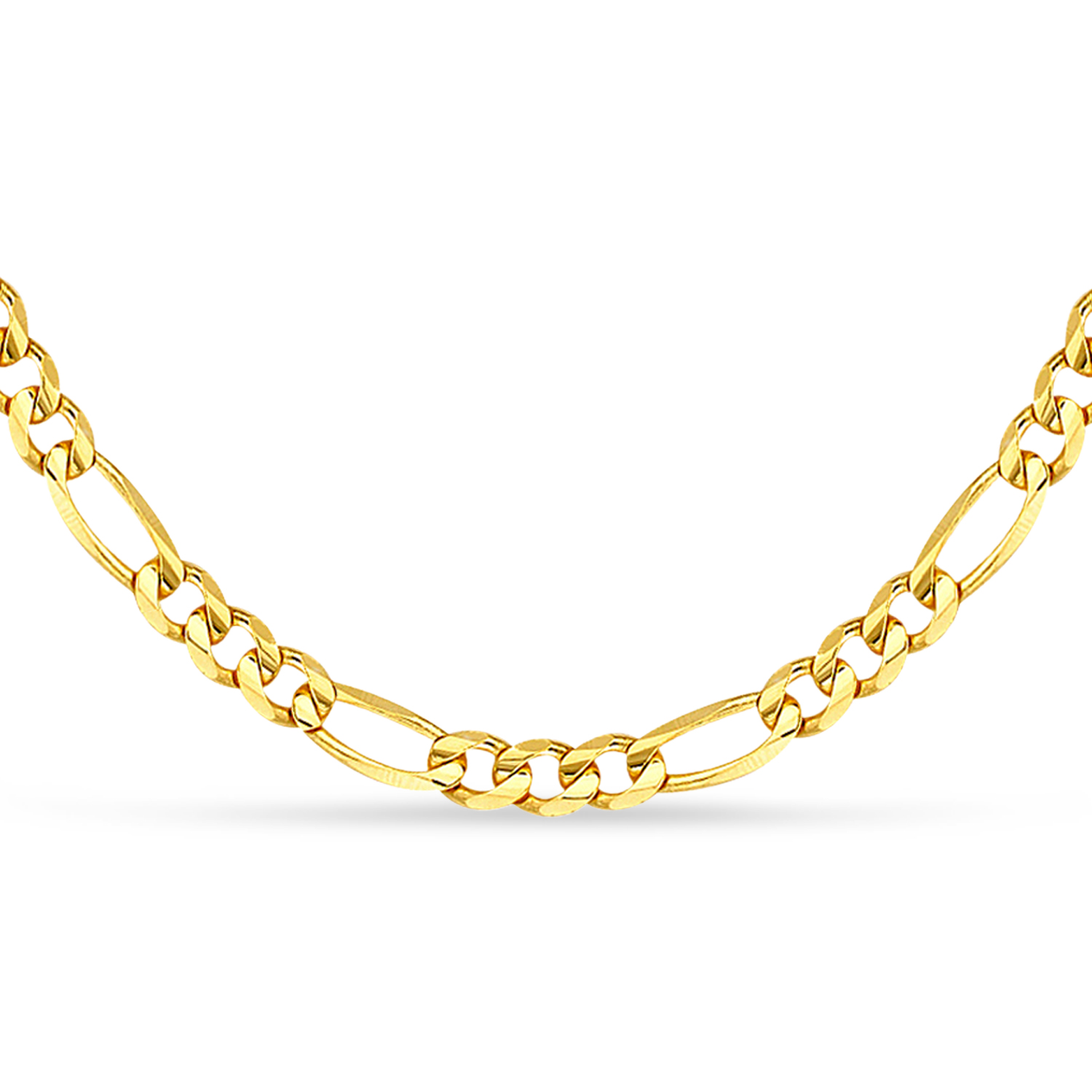 Figaro Chain Necklace With Lobster Lock 14k Yellow Gold