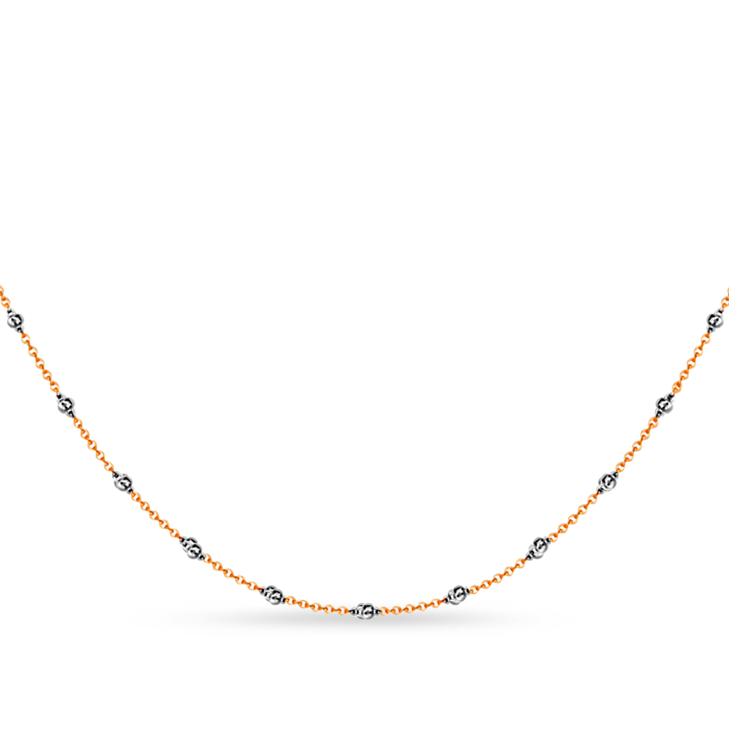 Cable Chain Necklace With Beads 14k Rose Gold