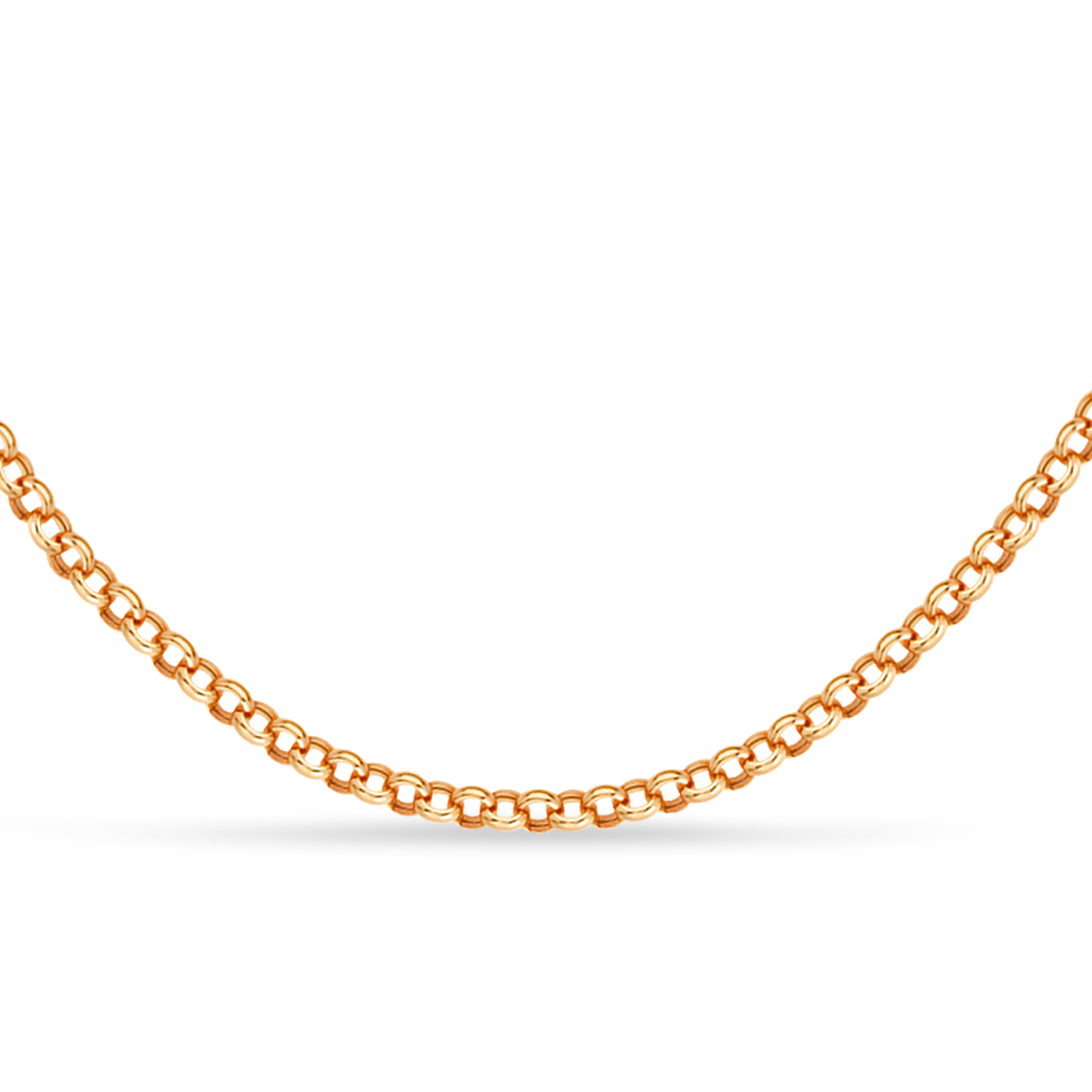 Hollow Rolo Chain Necklace 14k Rose Gold