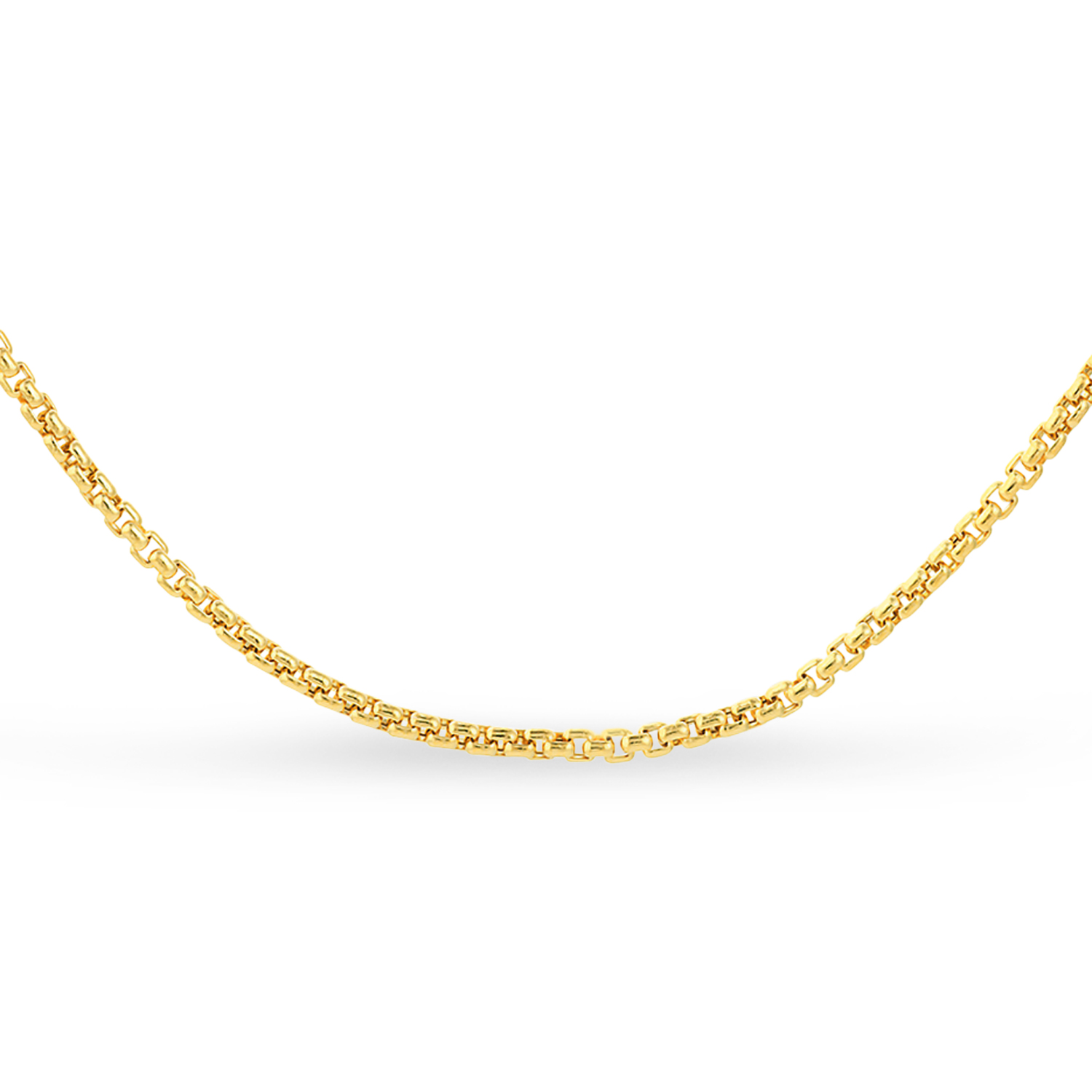Round Box Chain Necklace 14k Yellow Gold