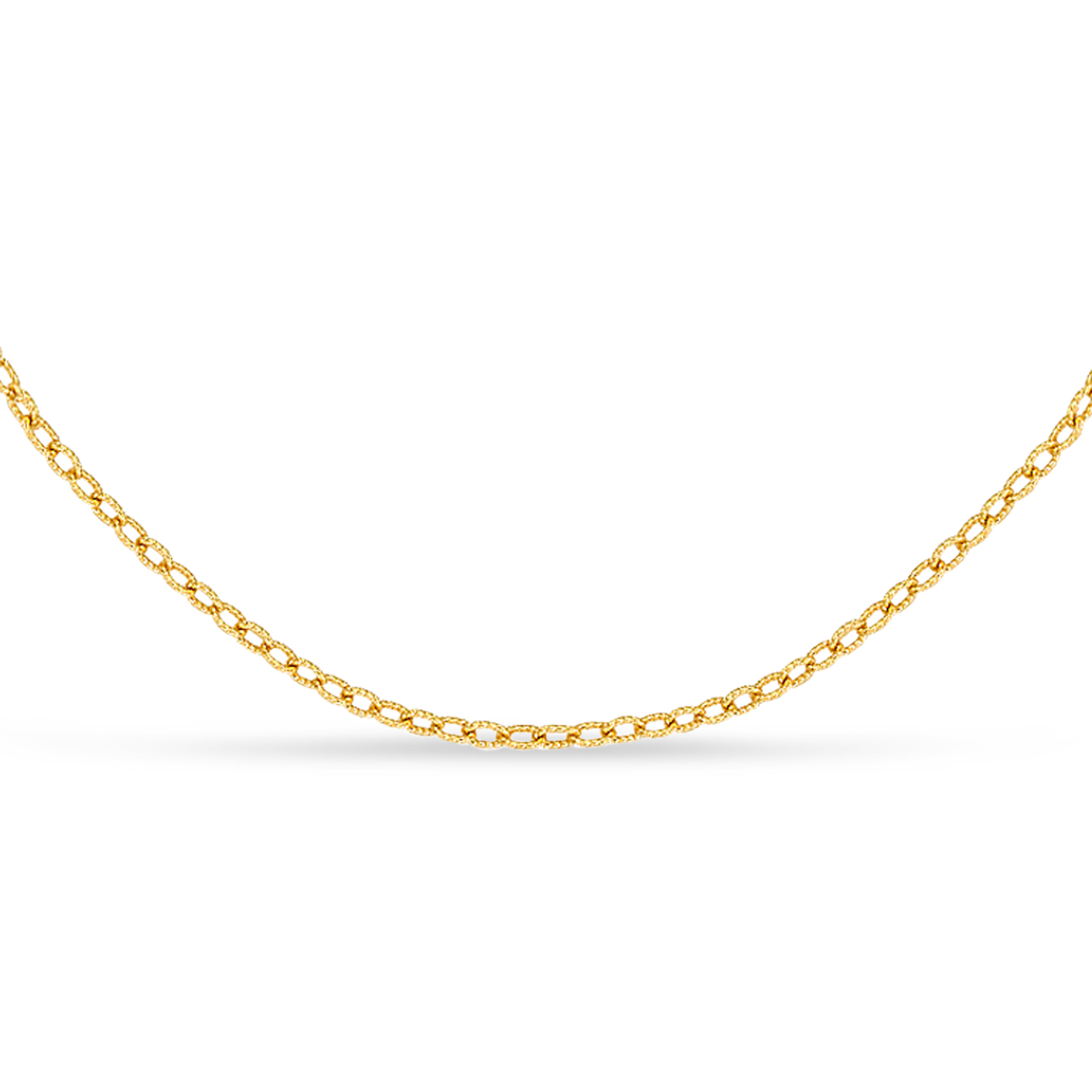 Designer Rolo Chain Necklace 14k Yellow Gold