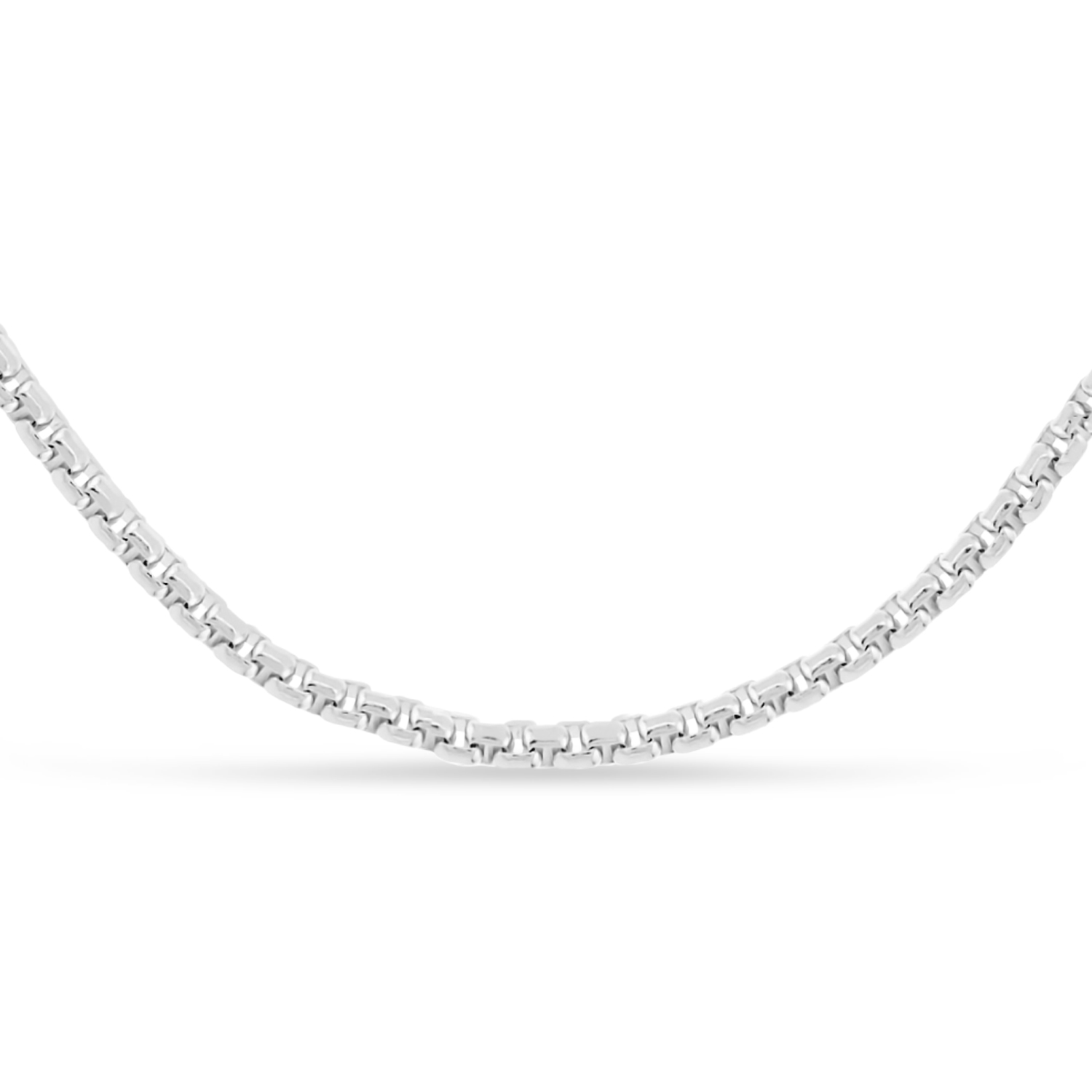 Large Round Box Chain Necklace 14k White Gold