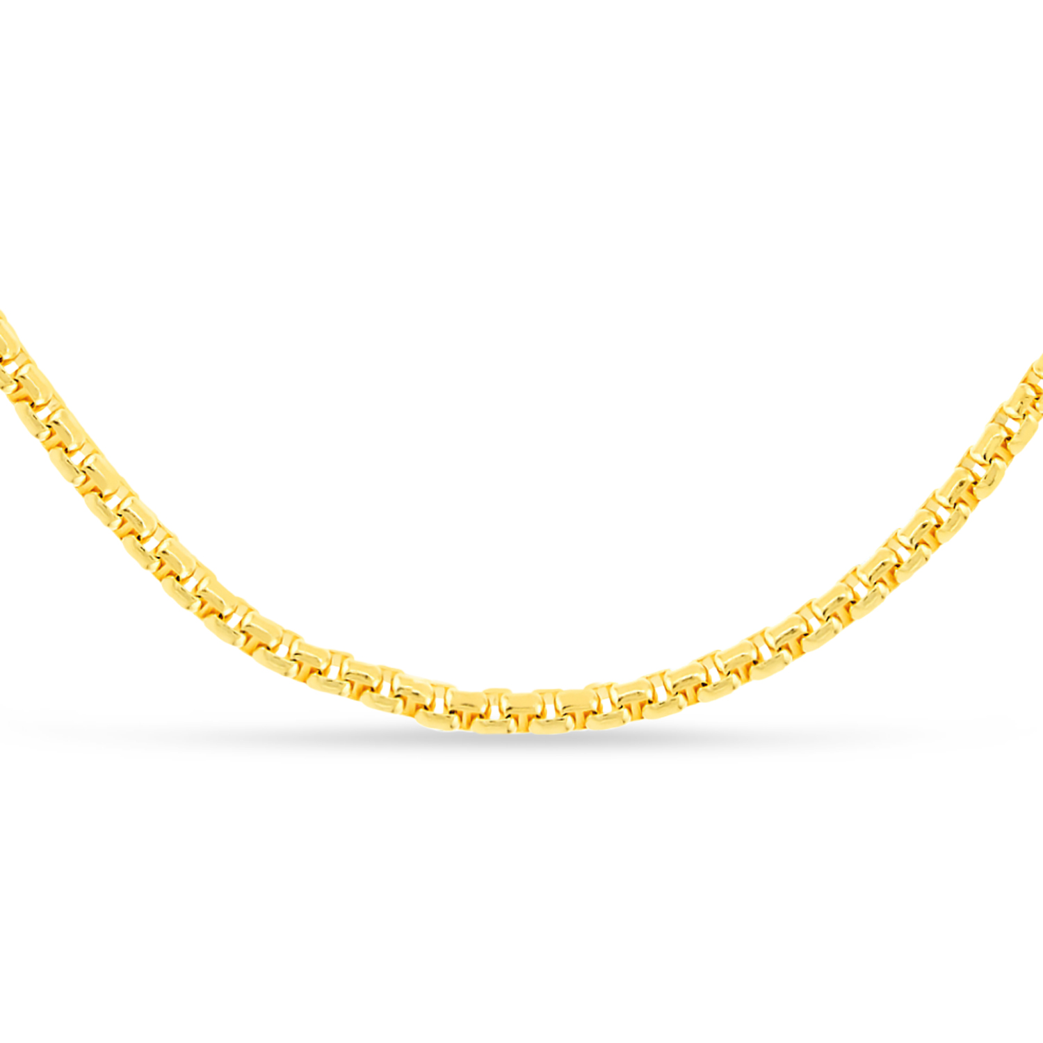 Large Round Box Chain Necklace 14k Yellow Gold