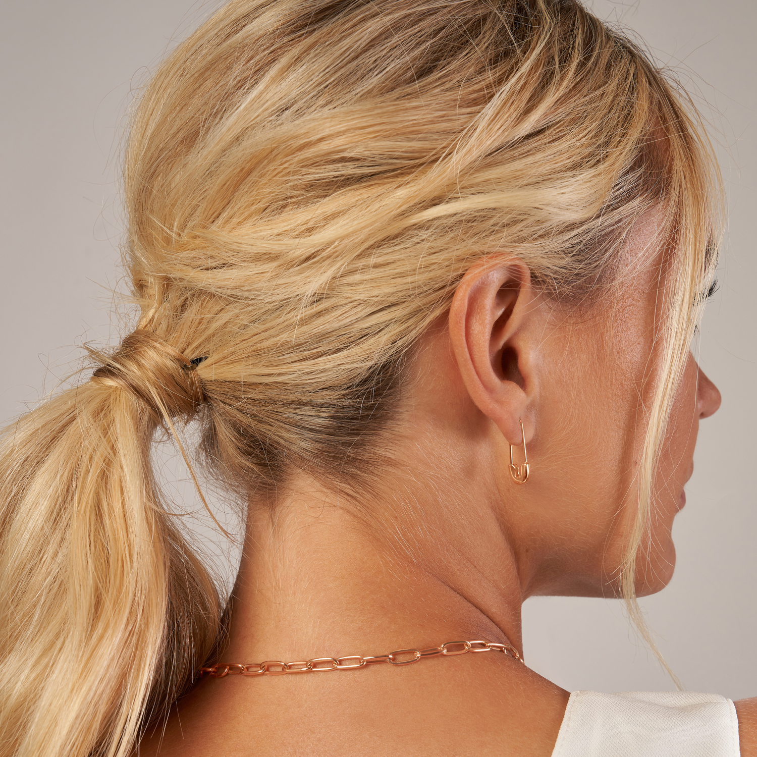 Large Paperclip Link Chain Necklace With Lobster Lock 14k Rose Gold