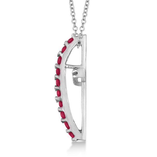 Ruby & Diamond Cross Pendant Necklace 14k White Gold (0.25ct)