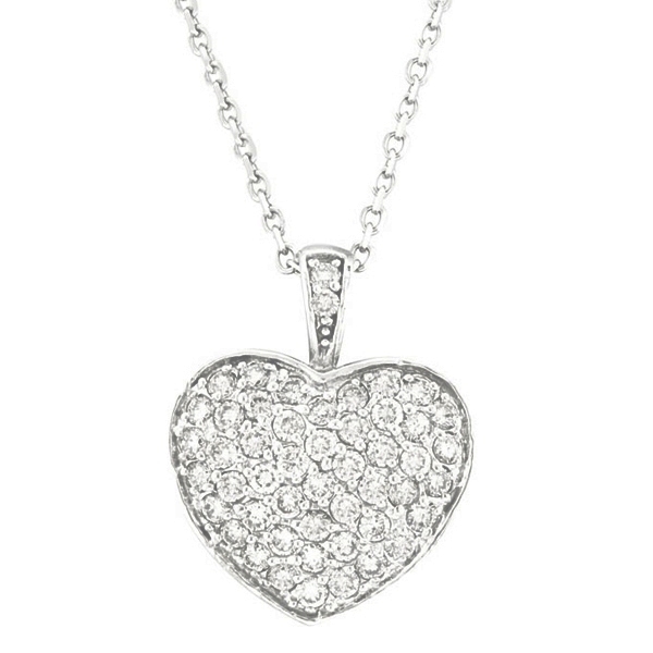 Diamond Puffed Heart Pendant Necklace 