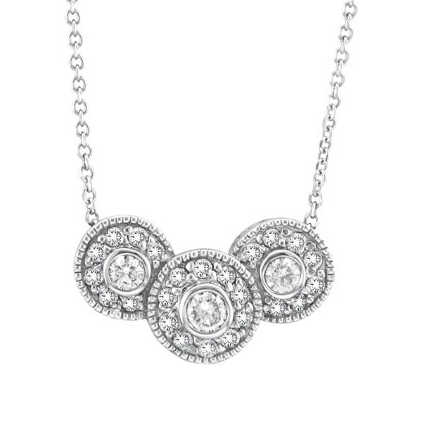 Three Circle Pendant Necklace 14K White Gold (0.64ct)