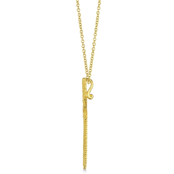Yellow & White Diamond Cross Pendant Necklace 14k Yellow Gold (0.33ct)