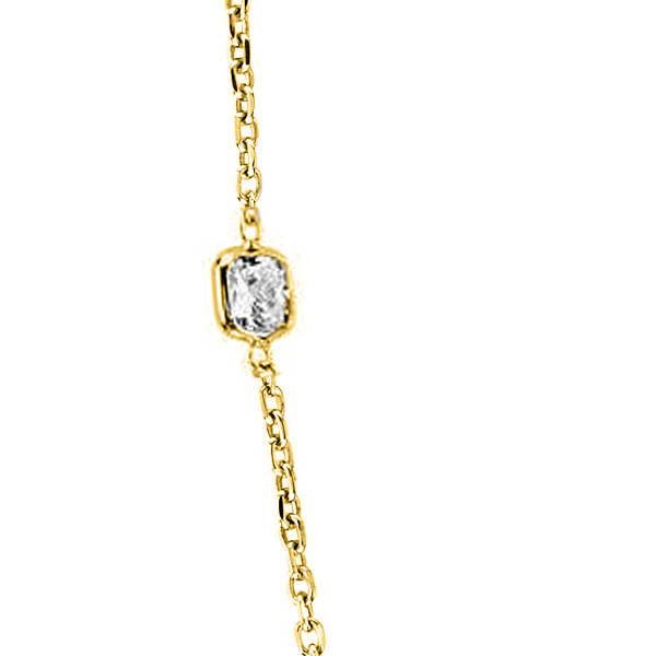 CushionCut Diamond Station Necklace 14k Yellow Gold 4.00ct IN571
