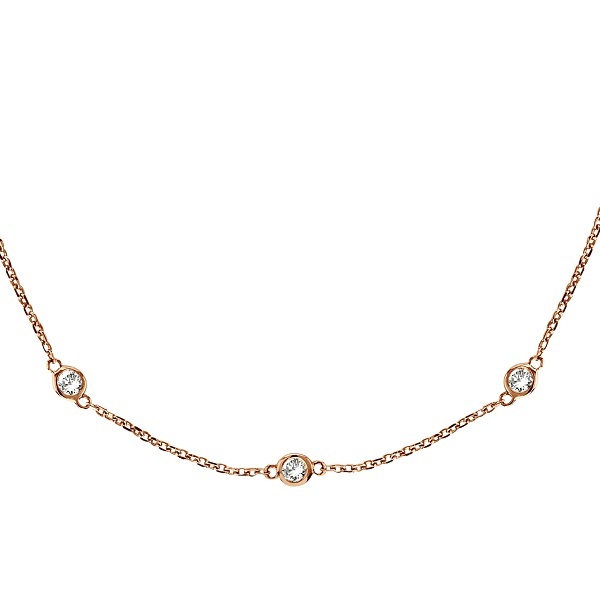 Moissanite Station Necklace Bezel-Set in 14k Rose Gold (6.00 ctw)