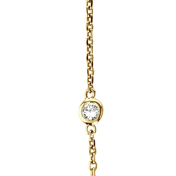 Moissanite Station Necklace Bezel-Set in 14k Yellow Gold (1.50 ctw)