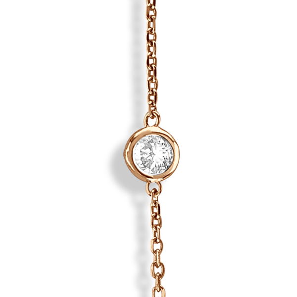 Diamond Station Necklace Bezel-Set in 14k Rose Gold (3.00ct)
