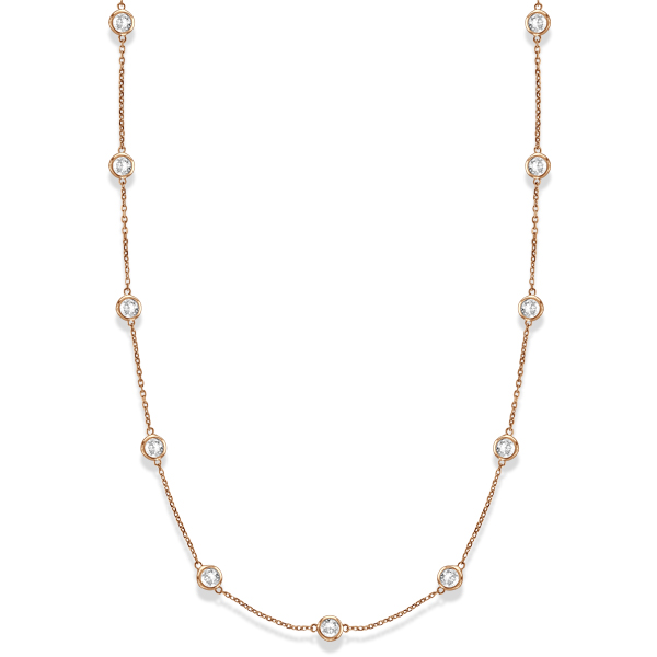 Diamond Station Necklace Bezel-Set in 14k Rose Gold (3.00ct)