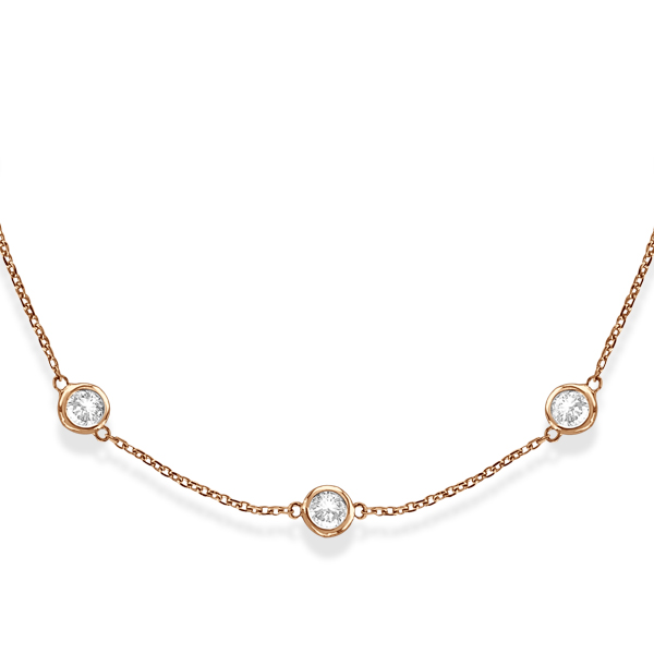 Lab Grown Diamonds By The Yard Station Necklace 14k Rose Gold (3.50ct)