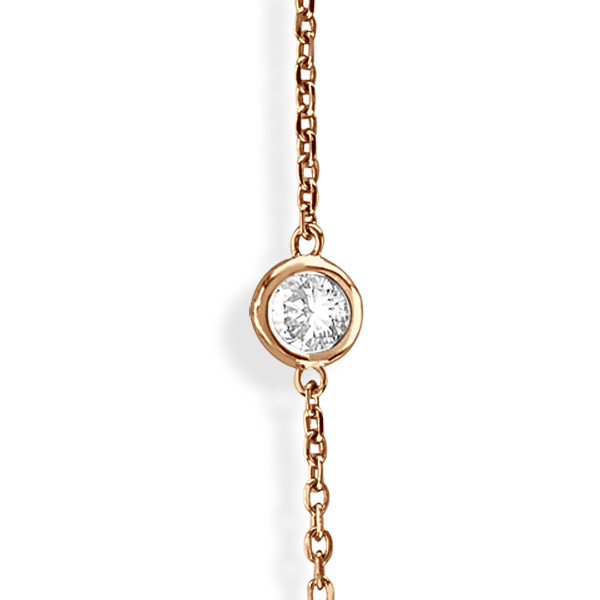 36 Inch Long Lab Grown Diamond Station Necklace Strand 14k Rose Gold (8.00ct)