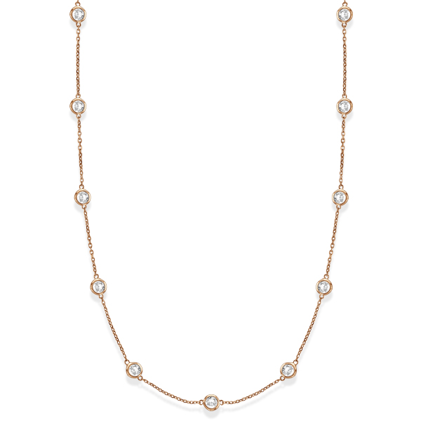 Lab Grown Diamonds By The Yard Station Necklace 14k Rose Gold (5.00ct)