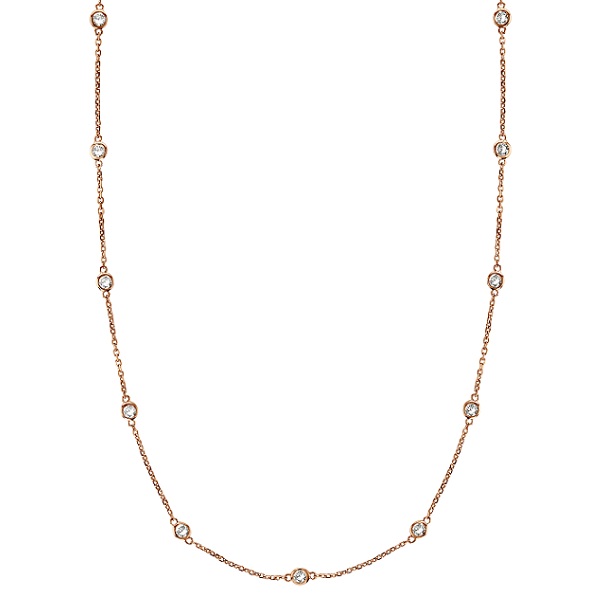 Diamond Station Necklace Bezel-Set in 14k Rose Gold (2.00 ctw)