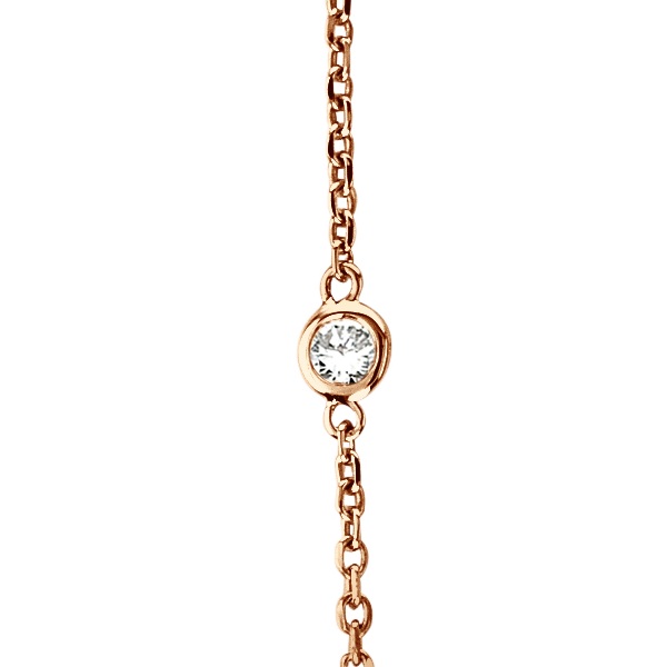 Diamond Station Necklace Bezel-Set in 14k Rose Gold (0.75 ctw)