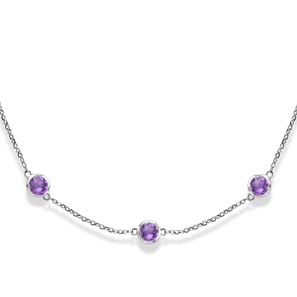 Amethysts Gemstones by The Yard Station Necklace 14k White Gold 2.25ct