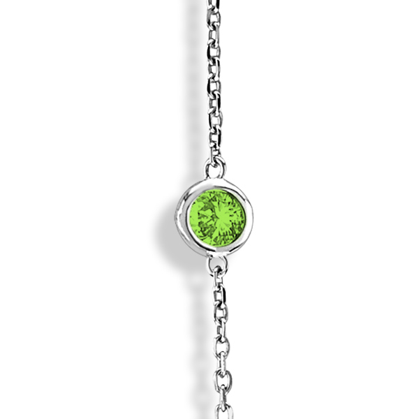 Peridots by The Yard Bezel Station Necklace in 14k White Gold 2.25ct