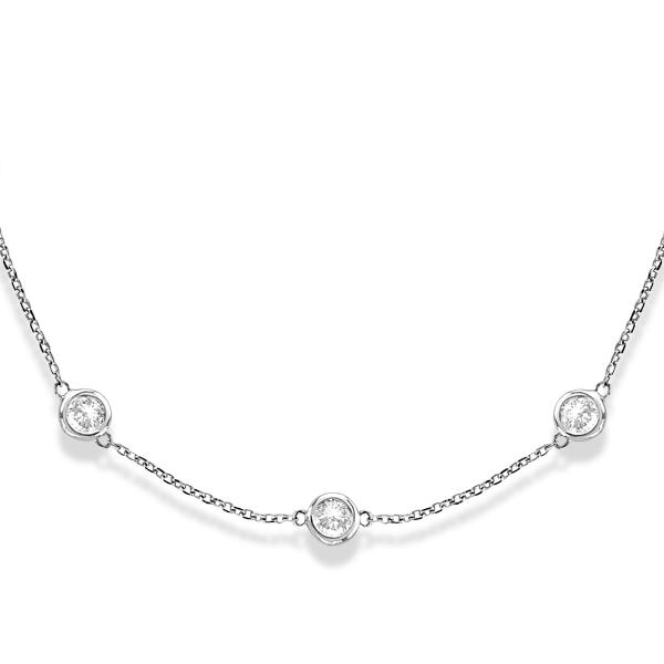 Lab Grown Diamonds By The Yard Station Necklace Bezel-Set 14k White Gold (3.00ct)