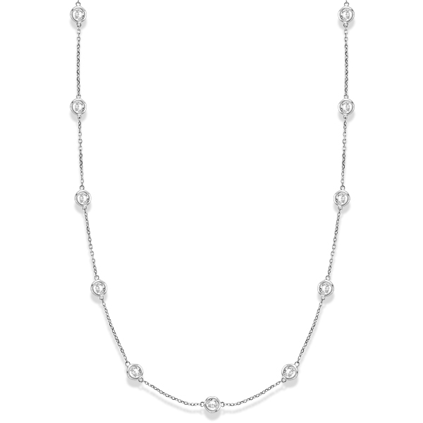 Lab Grown Diamonds By The Yard Station Necklace Bezel-Set 14k White Gold (3.00ct)