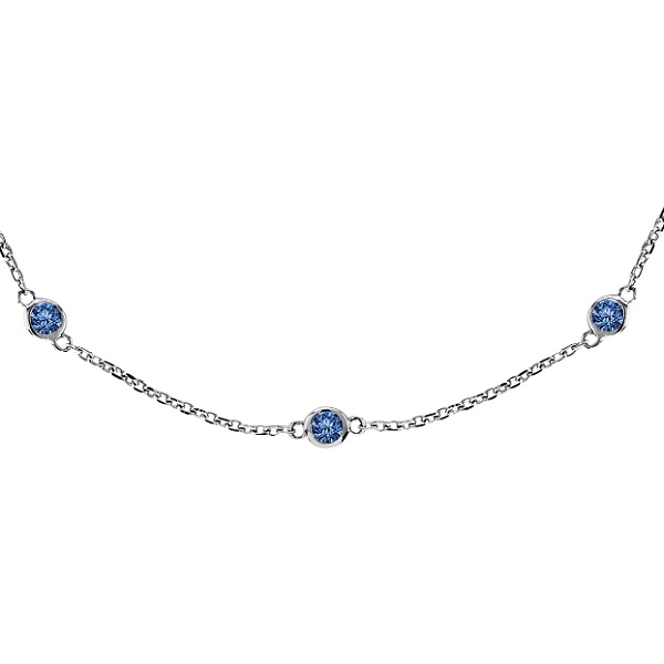Fancy Blue Diamond Station Necklace 14k White Gold (2.00ct)