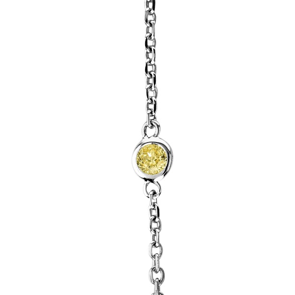 Fancy Yellow Canary Diamond Station Necklace 14k White Gold (0.75ct)