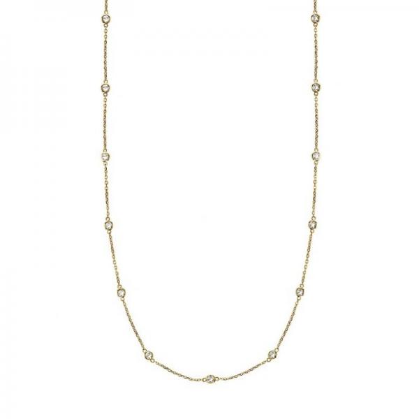 36 inch Long Lab Grown Diamond Station Necklace Strand 14k Yellow Gold (1.50ct)
