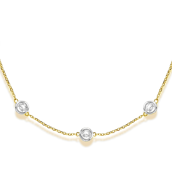 Diamond Station Necklace Bezel-Set in 14k Two Tone Gold (3.00ct)