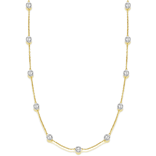 Diamond Station Necklace Bezel-Set in 14k Two Tone Gold (3.00ct)