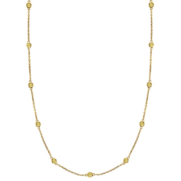 Fancy Yellow Canary Diamond Station Necklace 14k Gold (3.00ct)