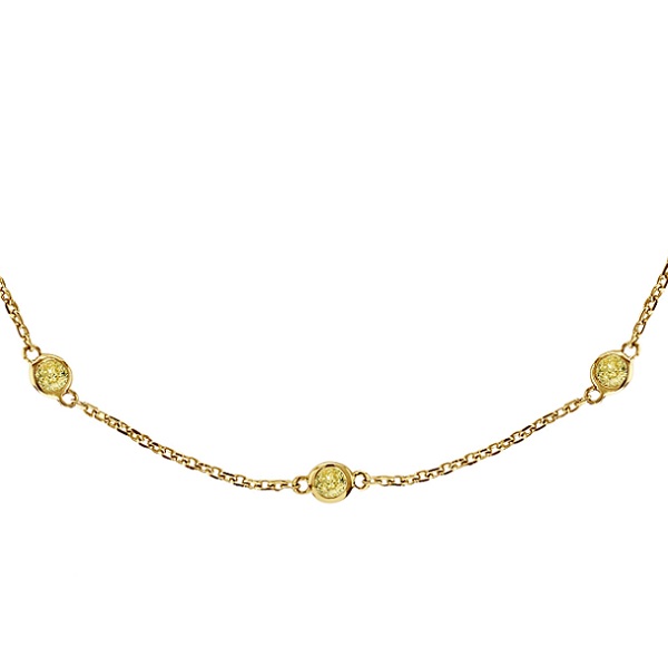 Fancy Yellow Canary Diamond Station Necklace 14k Gold (0.50ct)