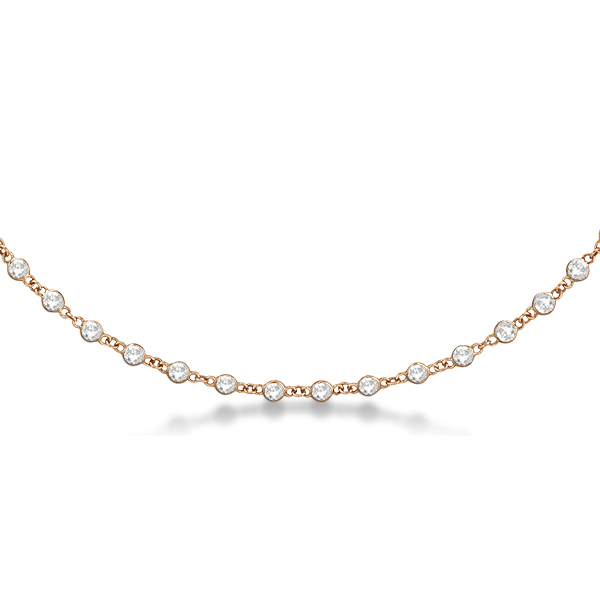 Diamond Station Eternity Necklace in 14k Rose Gold (1.51ct)