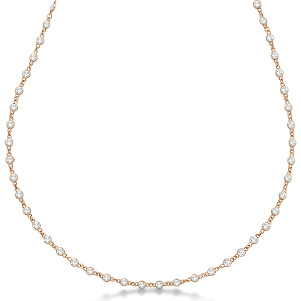 Diamond Station Eternity Necklace in 14k Rose Gold (10.00ct)